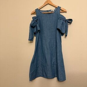 REBELLION Denim Dress with cold shoulder sleeves